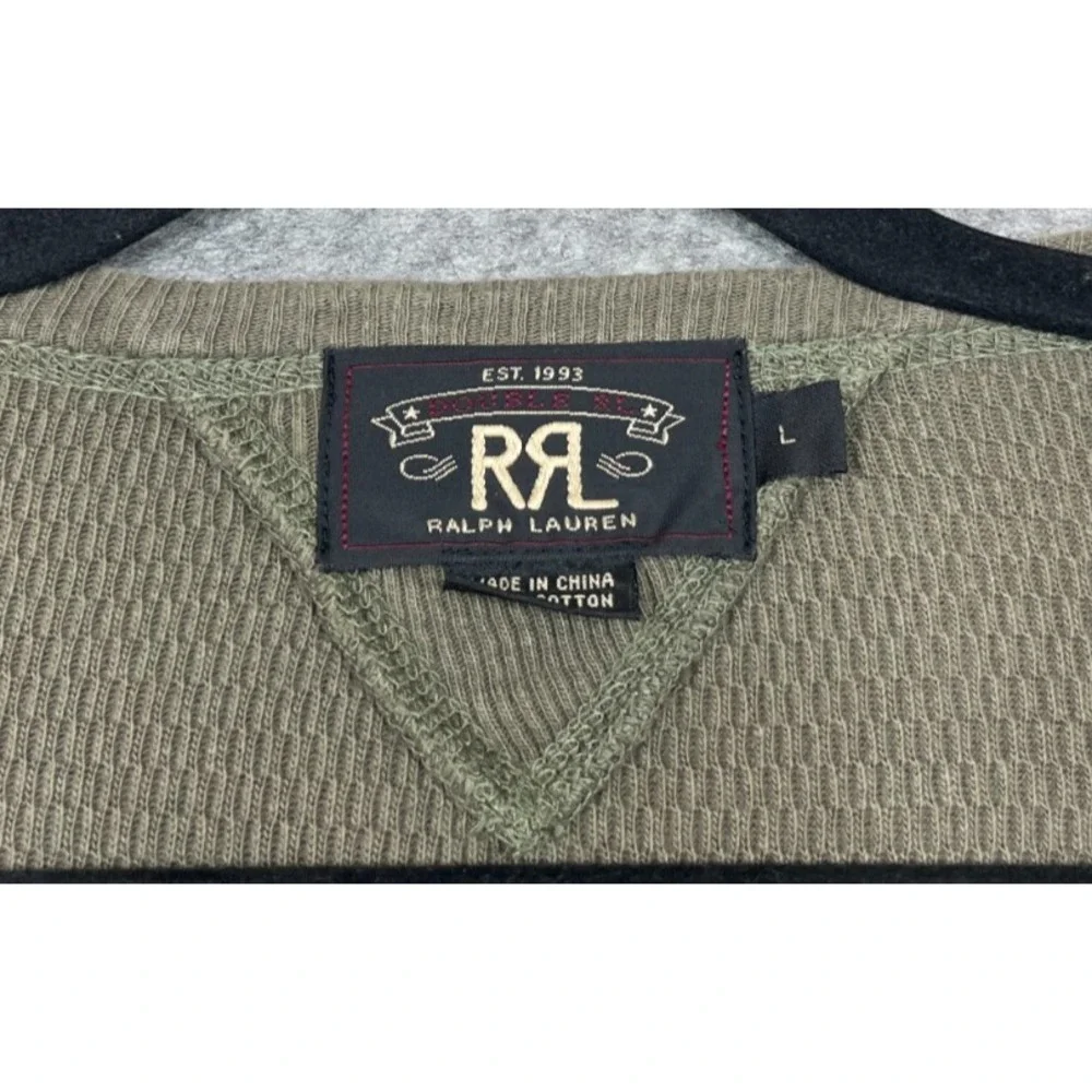 RRL Double RL Ralph Lauren Sweatshirt Mens L Green Pullover Crewneck Cotton Read - Picture 4 of 13